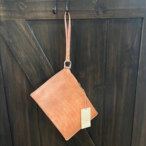 Elegant Orange Crocodile-Embossed Clutch